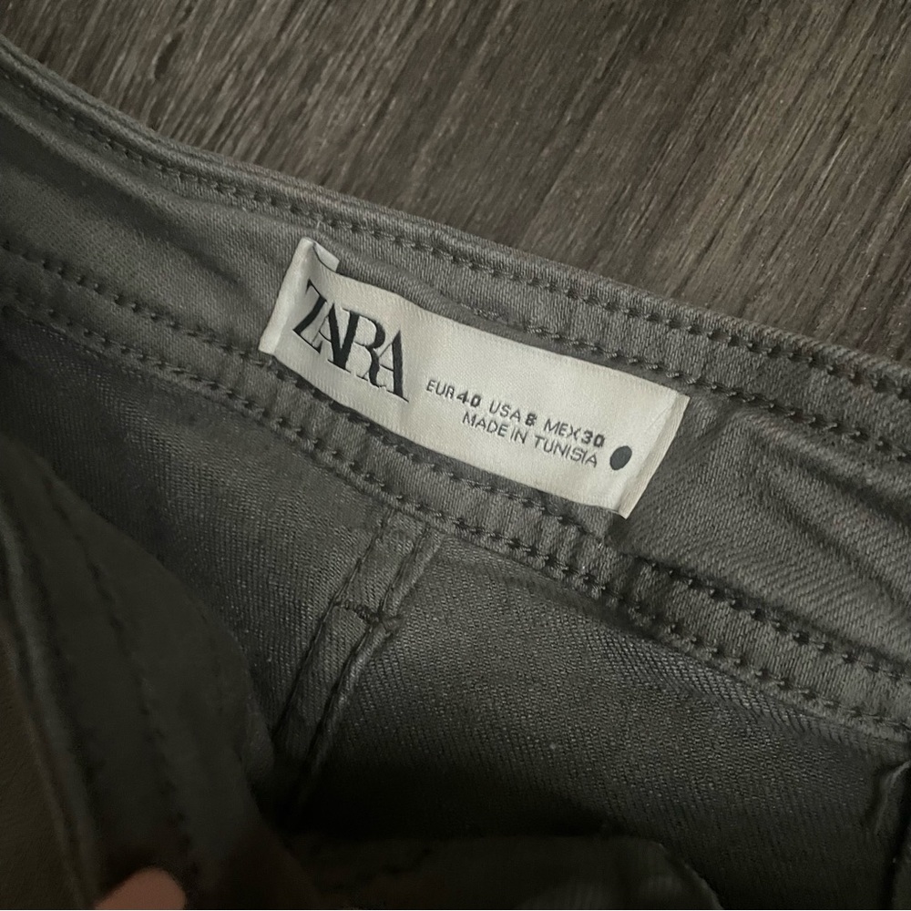 Zara Marine Straight High Rise jeans Charcoal Denim Pants (8) - Picture 2 of 9